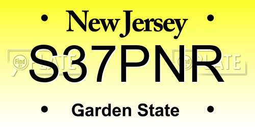 S37PNR New Jersey License Plate