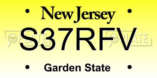 S37RFV New Jersey License Plate