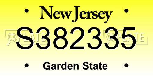 S382335 New Jersey License Plate