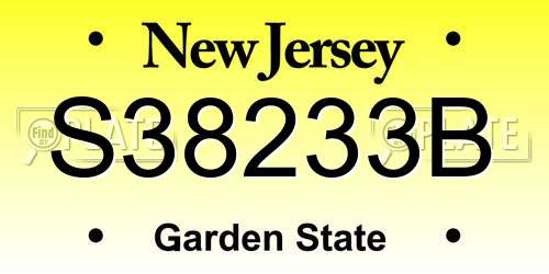 S38233B New Jersey License Plate