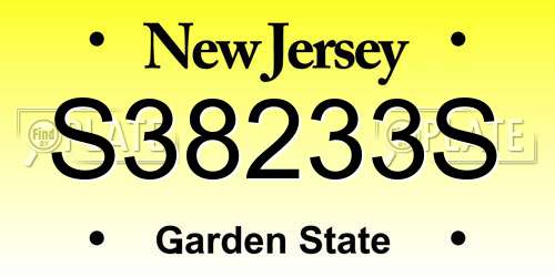 S38233S New Jersey License Plate