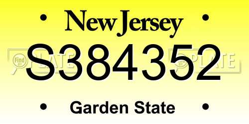 S384352 New Jersey License Plate