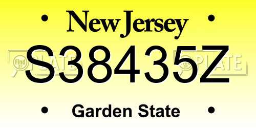S38435Z New Jersey License Plate