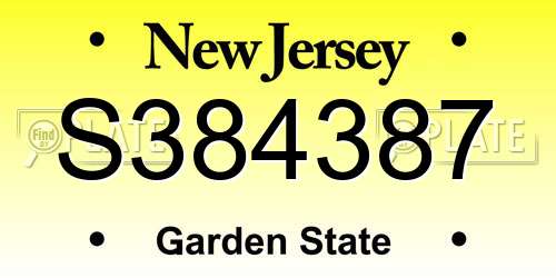 S384387 New Jersey License Plate