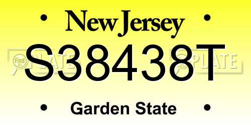 S38438T New Jersey License Plate