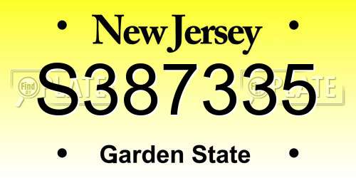 S387335 New Jersey License Plate