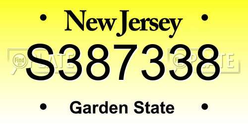 S387338 New Jersey License Plate