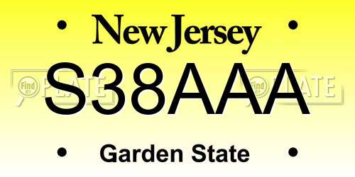 S38AAA New Jersey License Plate
