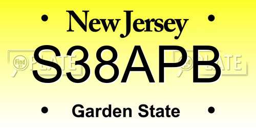 S38APB New Jersey License Plate