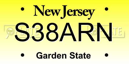 S38ARN New Jersey License Plate