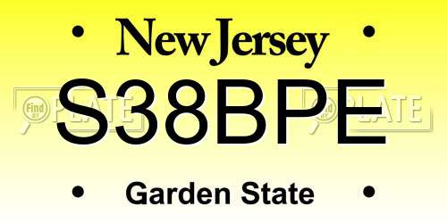 S38BPE New Jersey License Plate