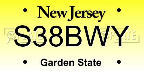 S38BWY New Jersey License Plate