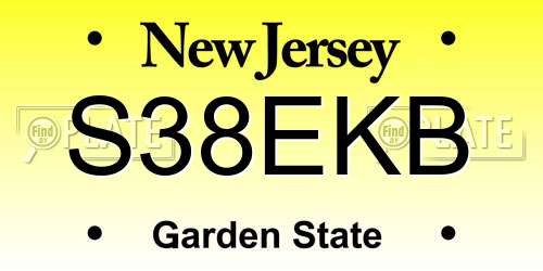S38EKB New Jersey License Plate