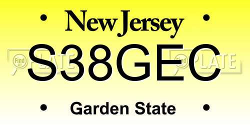 S38GEC New Jersey License Plate