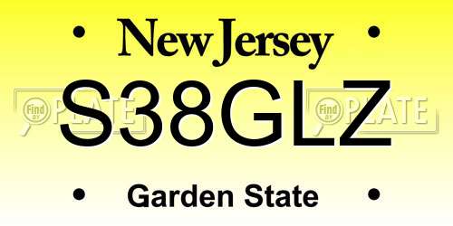 S38GLZ New Jersey License Plate