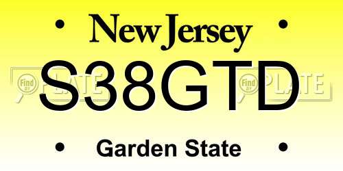 S38GTD New Jersey License Plate