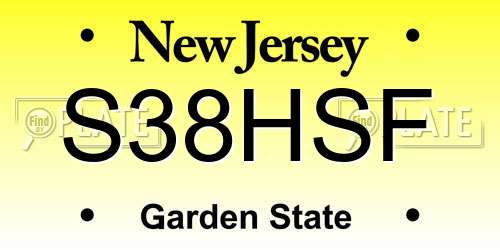 S38HSF New Jersey License Plate