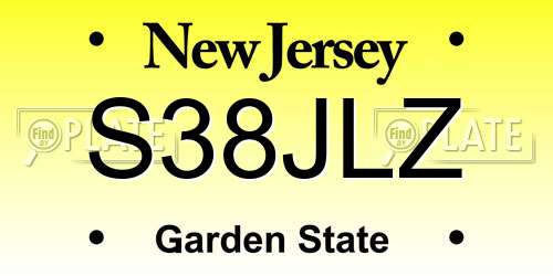 S38JLZ New Jersey License Plate
