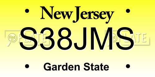 S38JMS New Jersey License Plate