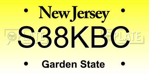 S38KBC New Jersey License Plate