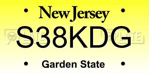 S38KDG New Jersey License Plate