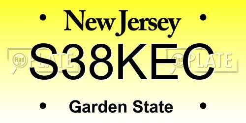 S38KEC New Jersey License Plate
