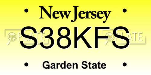 S38KFS New Jersey License Plate