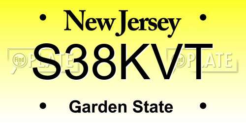 S38KVT New Jersey License Plate