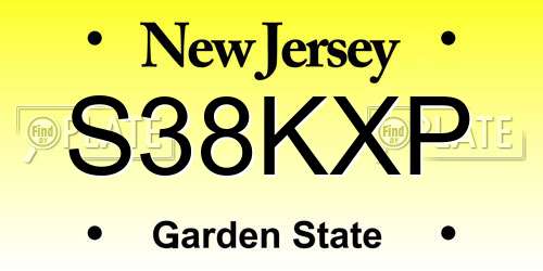 S38KXP New Jersey License Plate