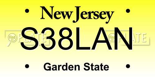 S38LAN New Jersey License Plate
