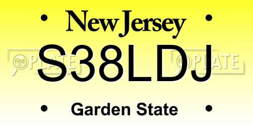 S38LDJ New Jersey License Plate