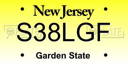 S38LGF New Jersey License Plate