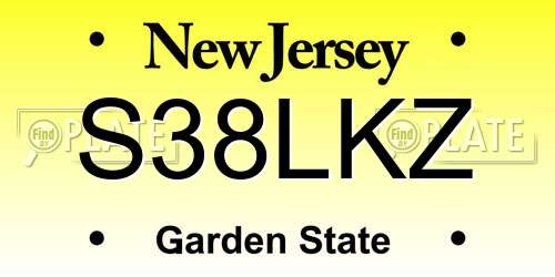 S38LKZ New Jersey License Plate