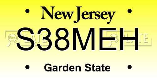 S38MEH New Jersey License Plate