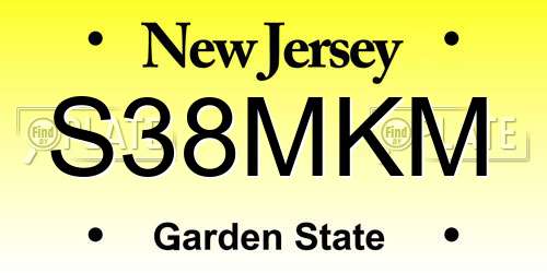 S38MKM New Jersey License Plate