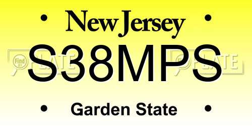 S38MPS New Jersey License Plate