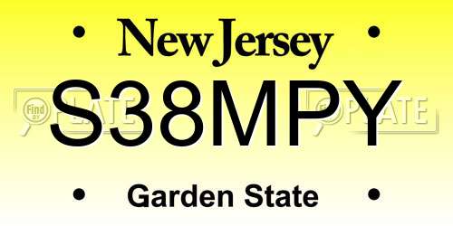 S38MPY New Jersey License Plate