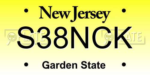 S38NCK New Jersey License Plate