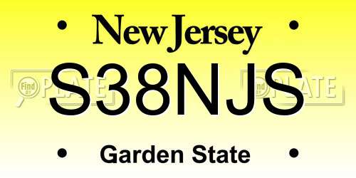 S38NJS New Jersey License Plate