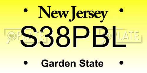 S38PBL New Jersey License Plate