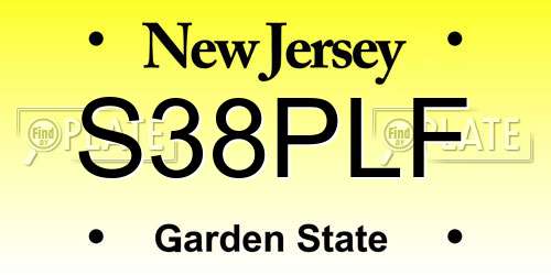 S38PLF New Jersey License Plate