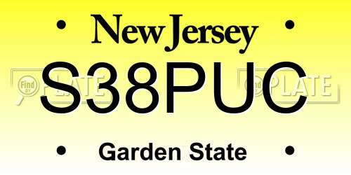 S38PUC New Jersey License Plate