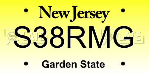 S38RMG New Jersey License Plate