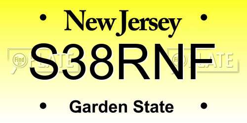 S38RNF New Jersey License Plate