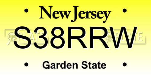 S38RRW New Jersey License Plate