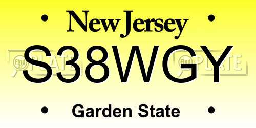 S38WGY New Jersey License Plate