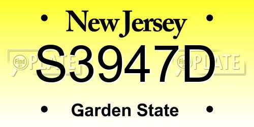 S3947D New Jersey License Plate