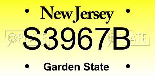 S3967B New Jersey License Plate