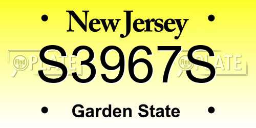 S3967S New Jersey License Plate