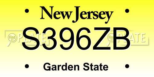 S396ZB New Jersey License Plate